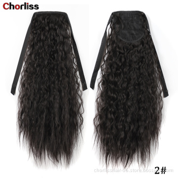 New Arrival Long Black Kinky Curly Weave Hair Piece Wrap Ponytail Hair Extensions Synthetic Hair Clip Ponytail For Woman Daily